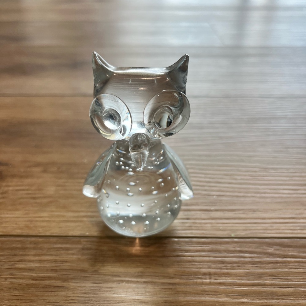 Vintage Art Glass Owl Paperweight